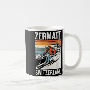 Taza De Café Estación de esquí Retro Zermatt Suiza, diversión a