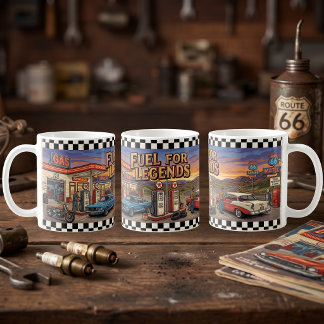 Taza De Café Estación de servicio Vintage Route 66 Fuel For Leg