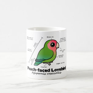 Taza De Café estadísticas Melocotón-hechas frente del Lovebird