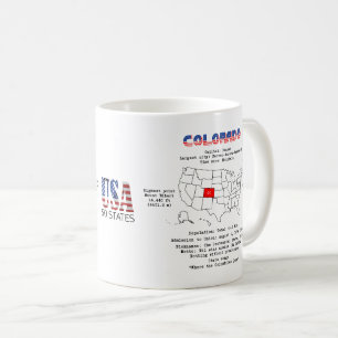 Taza De Café Estado colorado-estadounidense en un mapa e inform
