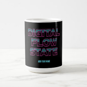 Taza De Café Estado de Flujo Digital Retro Neon Estética de Jue