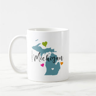 Taza De Café Estado de Michigan con corazones
