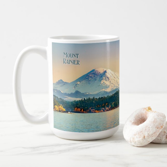 Taza De Café Estado de Mount Rainier Washington (Con donut)