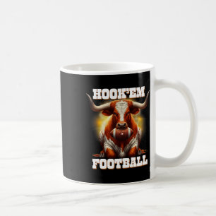 Taza De Café Estado de Texas Hook'em Fútbol Americano Con Cabel