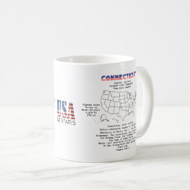 Taza De Café Estado norteamericano de Connecticut en un mapa y 
