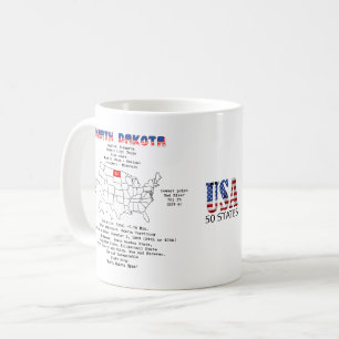 Taza De Café Estado norteamericano de Dakota del Norte en un ma