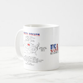 Taza De Café Estado norteamericano de Dakota del Sur en un mapa