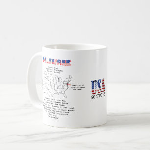 Taza De Café Estado norteamericano de Delaware en un mapa e inf