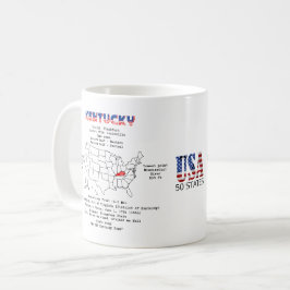 Taza De Café Estado norteamericano de Kentucky en un mapa e inf