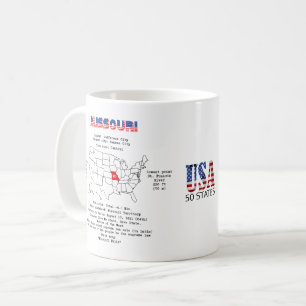 Taza De Café Estado norteamericano de Misuri en un mapa e infor