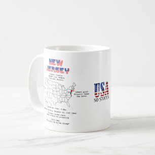 Taza De Café Estado norteamericano de Nueva Jersey en un mapa e