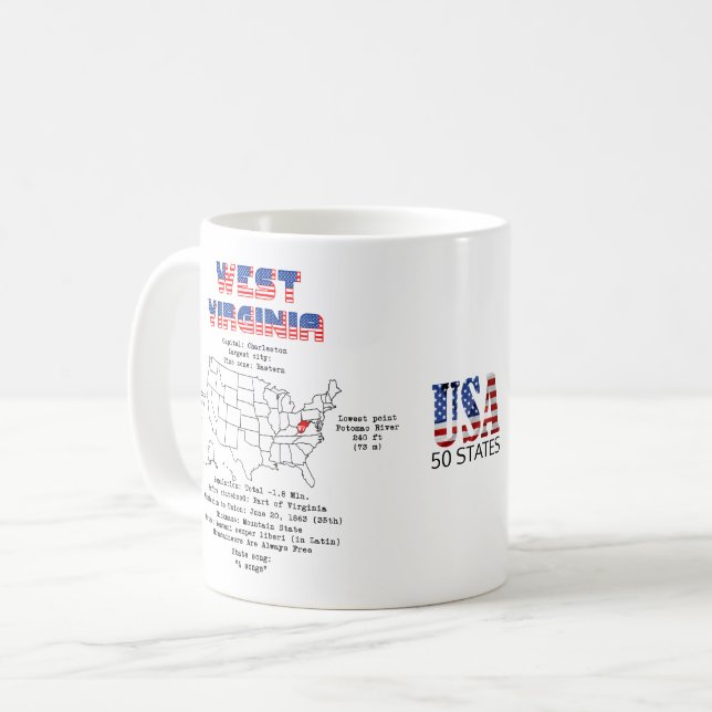 Taza De Café Estado norteamericano de Virginia Occidental en un (Anverso izquierdo)
