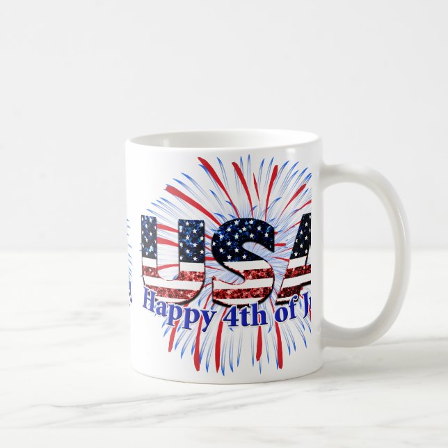 Taza De Café Estados Unidos: fuegos artificiales purpurinas de  (Derecha)
