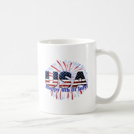 Taza De Café Estados Unidos: fuegos artificiales purpurinas de