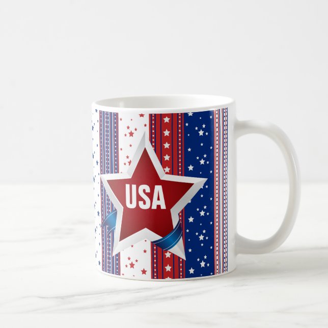 Taza De Café Estados Unidos Monograma Americana Patriótico (Derecha)