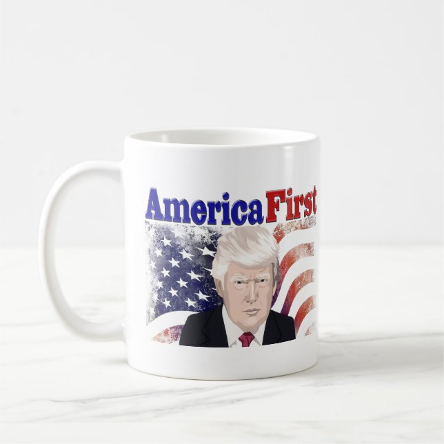 Taza De Café Estados Unidos primero estrellas y rayas de Trump (Izquierda)