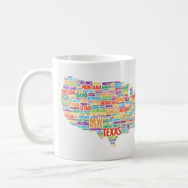 Taza De Café Estados y ciudades de Estados Unidos (Izquierda)