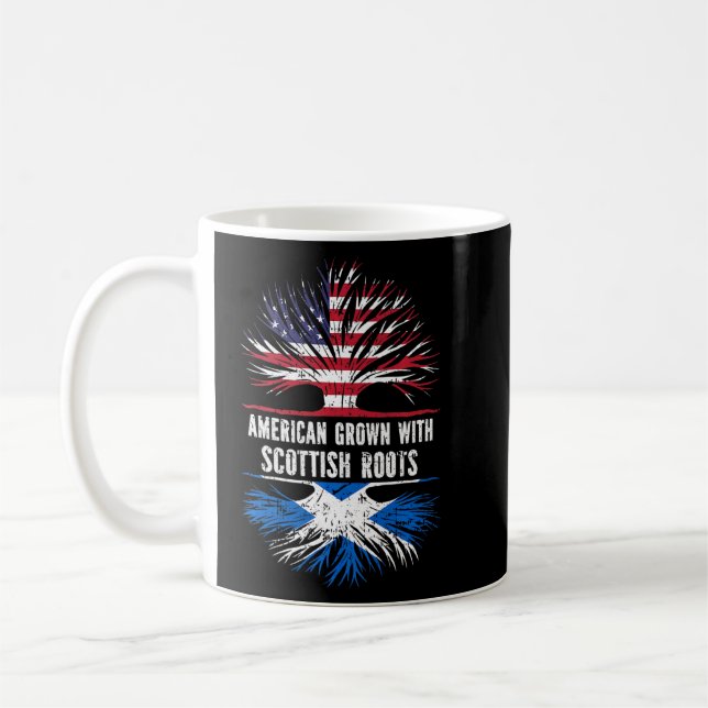 Taza De Café Estadounidense Crecer Con Raíces Escocesas Bandera (Izquierda)