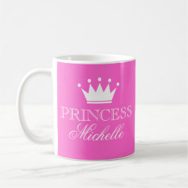 Taza De Café Estafa de princesa personalizada en rosa con nombr