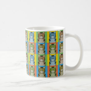 Taza De Café Estallido-Arte exótico del dibujo animado del gat