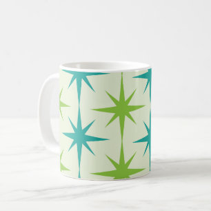 Taza De Café Estallidos atómicos de mediados de siglo Verde y V