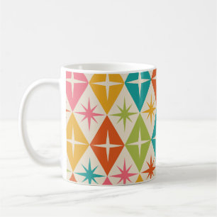 Taza De Café Estallidos de estrellas de mediados de siglo sobre