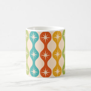 Taza De Café Estallidos de estrellas retro de mediados de siglo