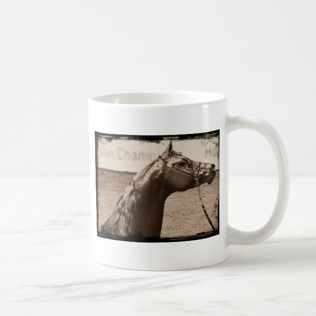 Taza De Café Estallión árabe de Sepia (Derecha)