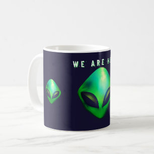 Taza De Café "Estamos Aquí" cabeza de alienígena verde