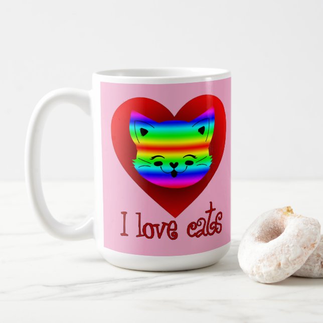 Taza De Café Estampa Animal - I Love Cats - Caneca (Con donut)