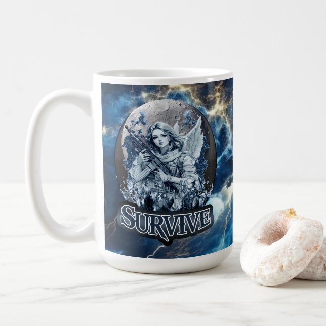 Taza De Café Estampa Anjo – Cyberpunk Guardian Angel - Caneca (Con donut)