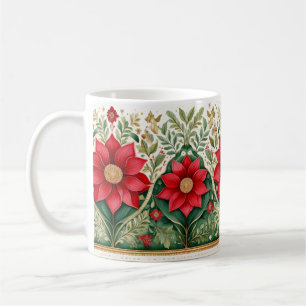 Taza De Café estampa de borde floral de Navidad