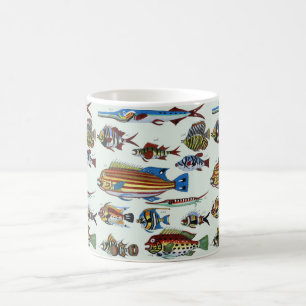 Taza De Café Estampa de Historia Natural de Peces Exóticos Colo