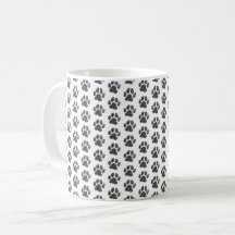 Estampa de linóleo de huella de perro en negro y b