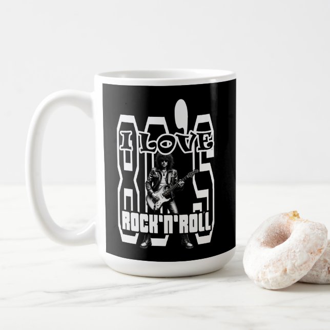 Taza De Café Estampa Rock - I Love 80s Rock’n’Roll – Caneca (Con donut)