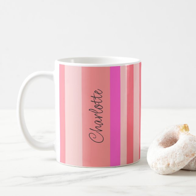 Taza De Café Estampada rosa moderna y de estilo personalizado (Con donut)