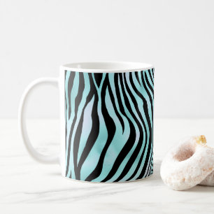 Taza De Café Estampado Animal Azul Brillante Piel de Cebra Turq