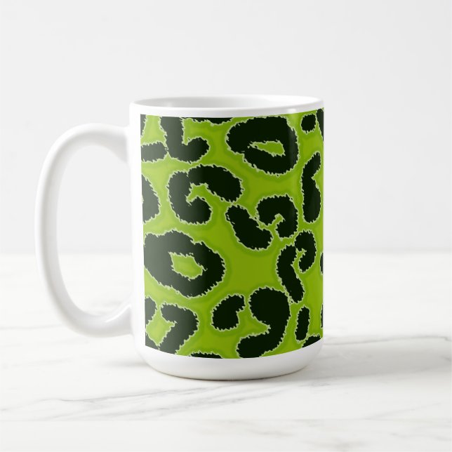 Taza De Café Estampado de animales verde del leopardo (Izquierda)