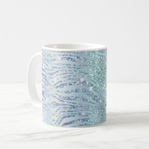 Taza De Café Estampado de cebra con brillo azul