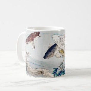 Taza De Café Estampado de Chinoiserie Carpas y Glicinas Purpúre