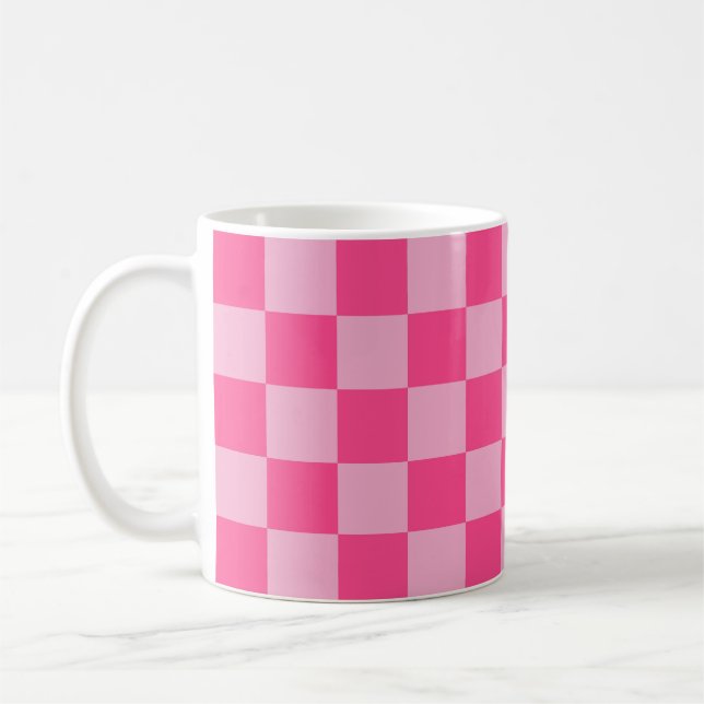 Taza De Café Estampado de cuadros rosados (Izquierda)