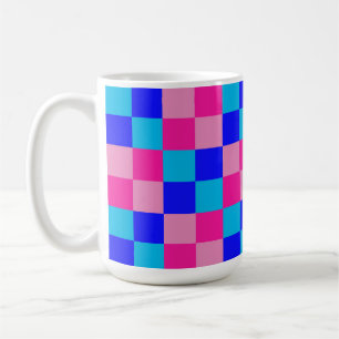 Taza De Café Estampado de cuadros rosas y azules
