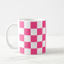 Taza De Café Estampado de cuadros rosas y blancos