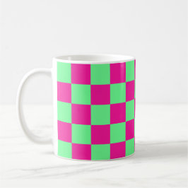 Taza De Café Estampado de cuadros rosas y verdes
