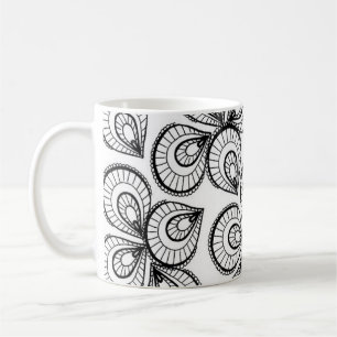 Taza de café - Estampado de diseño en blanco y neg