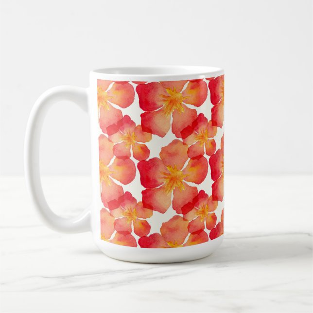 Taza De Café Estampado de flores anaranjado del Oleander (Izquierda)