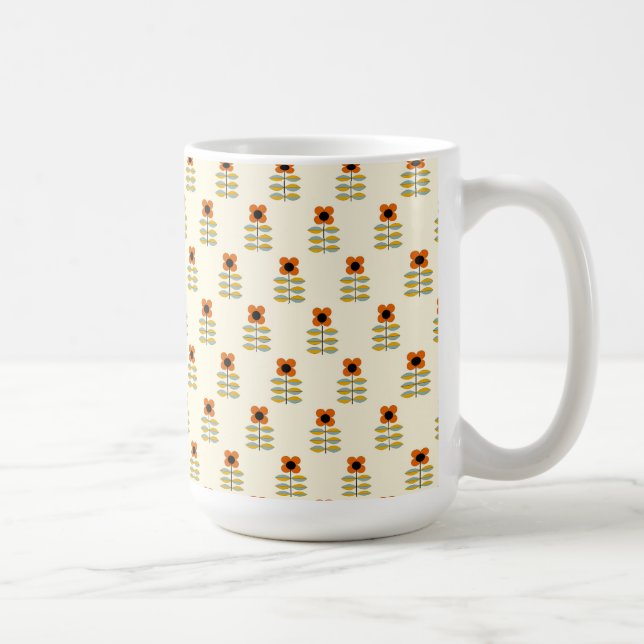 Taza De Café Estampado de flores anaranjado inspirado (Derecha)