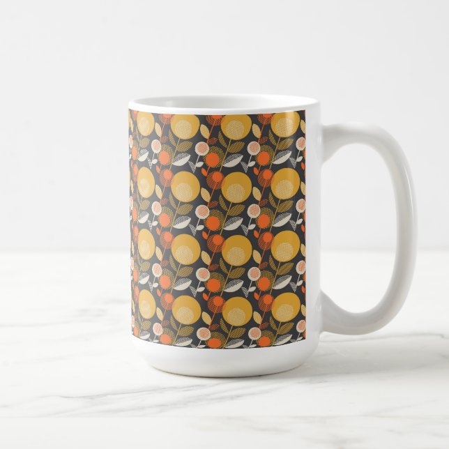 Taza De Café Estampado de flores retro clásico (Derecha)