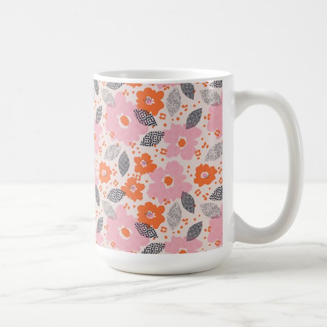 Taza De Café Estampado de flores retro lindo (Derecha)