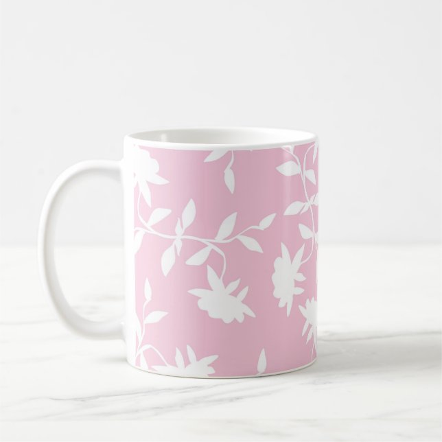 Taza De Café Estampado de flores tropical rosa claro (Izquierda)
